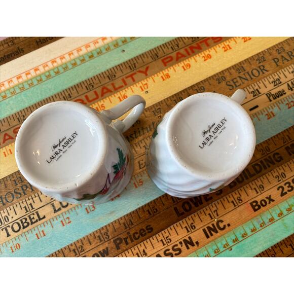 LAURA ASHLEY Floral Porcelain Coffee Tea Cup MUG VINTAGE PAIR Botanical 2 - Picture 7 of 9